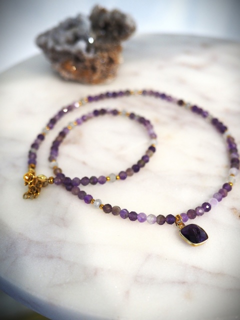 Naszyjnik Ametyst & Labradoryt