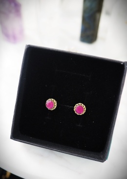 Kolczyki Rubin Srebro Ag 925
