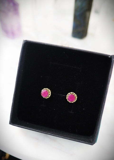 Kolczyki Rubin Srebro Ag 925